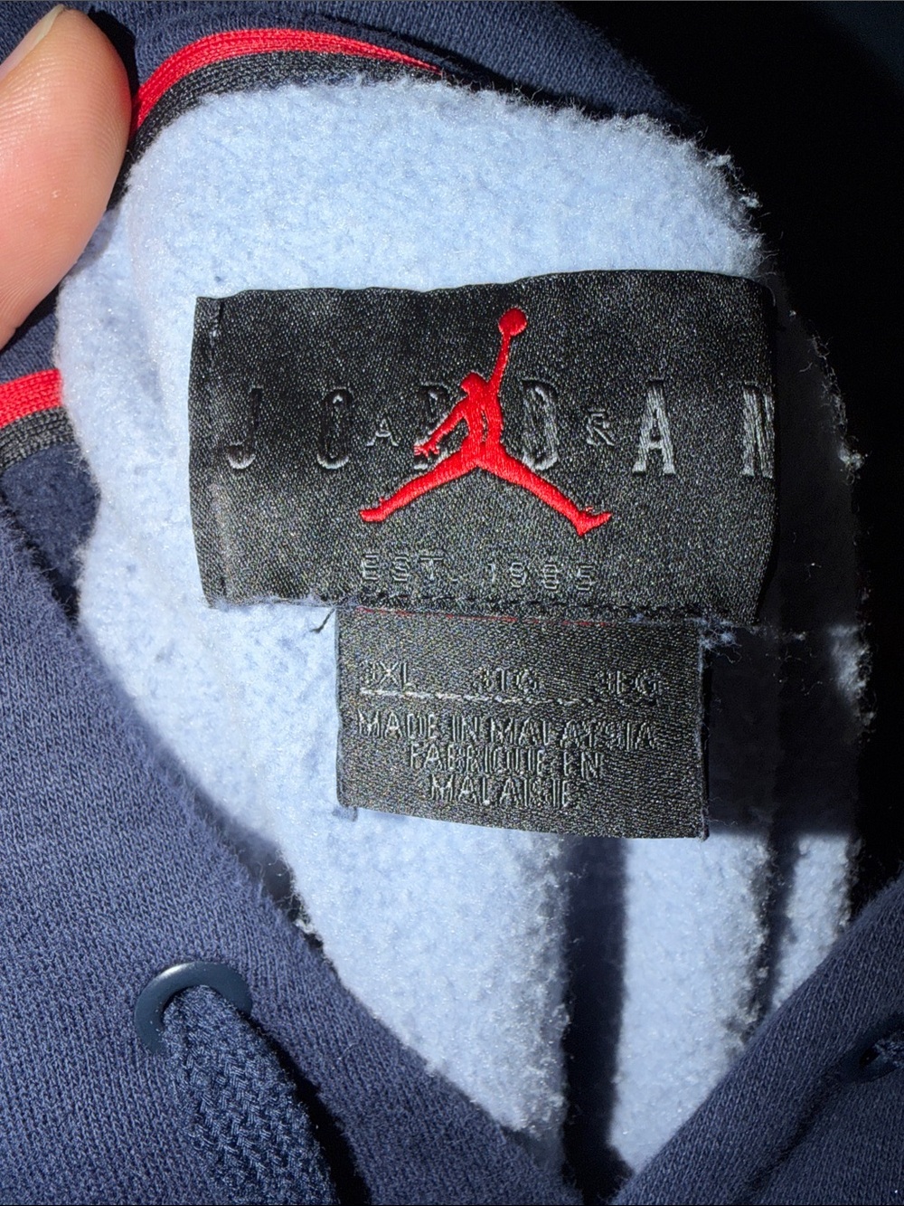 Jordan Men's Navy and Light Blue Colorblock Pullover Hoodie - Picture 7 of 8